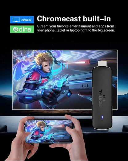 Mortal Q8 Android TV Stick Global Version – Android 14, 8K/4K Streaming, WiFi 6, Voice Remote, Netflix & YouTube Compatible