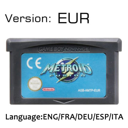 Metroid Series 32-bit GBA Game Cartridge – Fusion & Zero Mission Console Card for GBA & NDS, USA & EUR Version