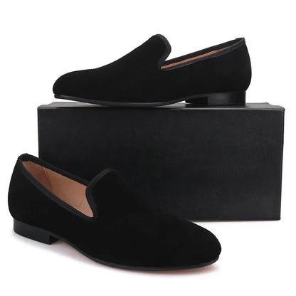 Men’s Red Bottom Loafers - Flock Slip-On Party Dress Shoes Sizes 38-48