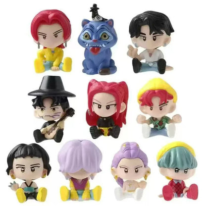 Q Version 10pcs Kpop Demon Hunters Action Figures – Tiger, Rumi, Mira & Zoey Collectible Dolls for Fans
