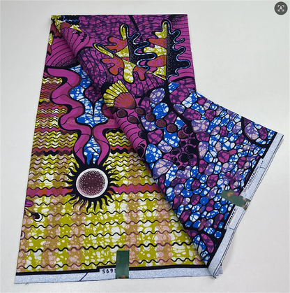 Original African Wax Print Fabric - 6 Yards 100% Cotton Nigerian Ankara Sewing Material