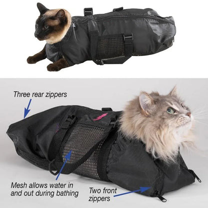 Mesh Cat Grooming & Bathing Bag – Adjustable Oxford Cloth Pet Restraint for Nail Trimming, Anti-Scratch & Bite