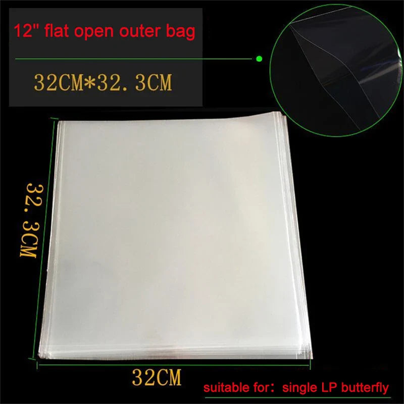 50PCS OPP Gel Recording Protective Sleeves – Self-Adhesive Vinyl Record Bags for Turntable, 32.3cm x 32cm