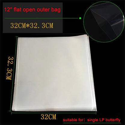 50PCS OPP Gel Recording Protective Sleeves – Self-Adhesive Vinyl Record Bags for Turntable, 32.3cm x 32cm