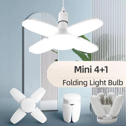 E27 28W Foldable LED Bulb – Fan-Shaped 6500K White Light for Home, Ceiling, Garage & Warehouse, AC110V/220V