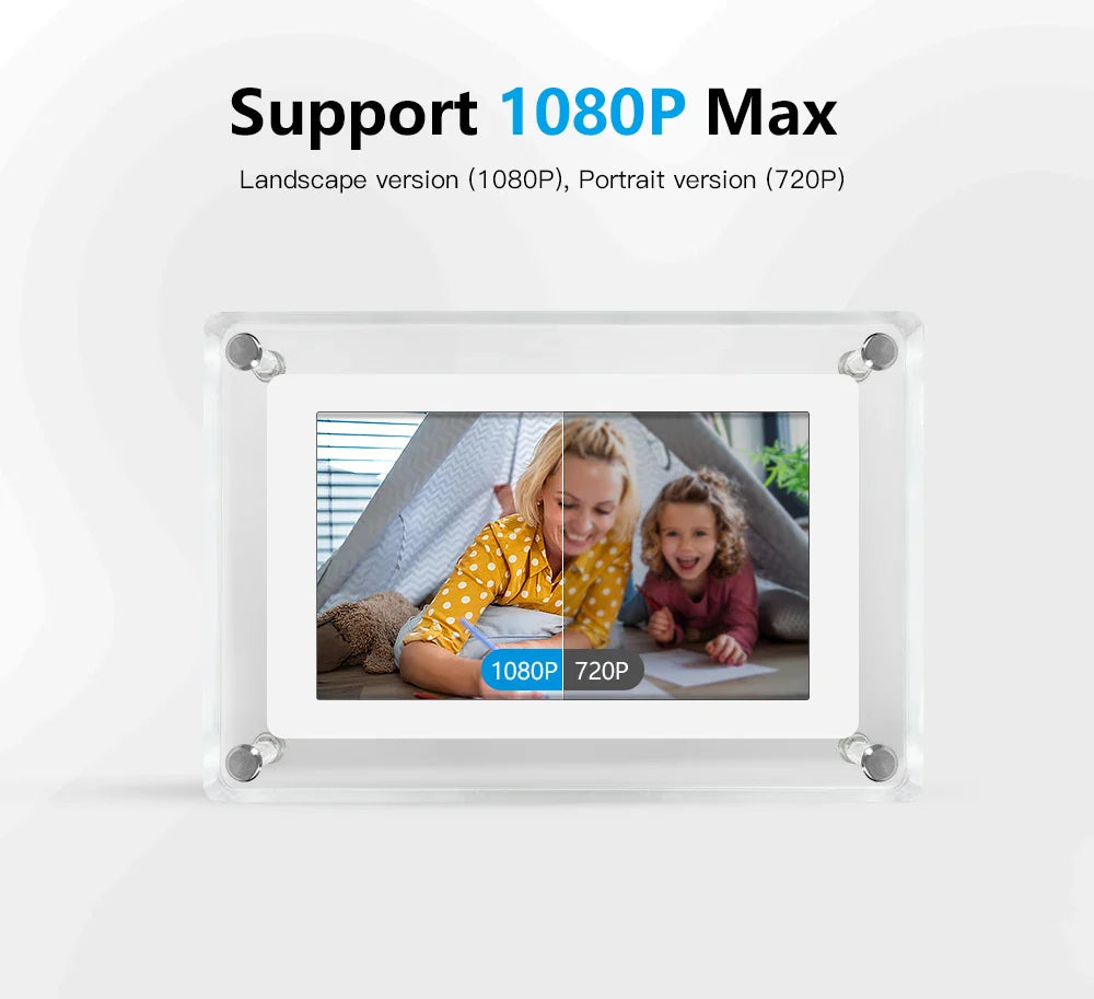 5-Inch Acrylic Digital Photo Frame — Vertical IPS Display, 4GB Memory & 1200mAh Battery | Portable Digital Picture Frame