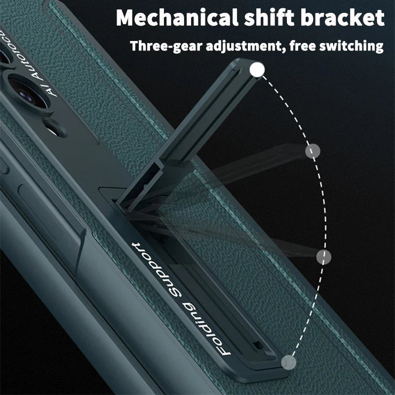 Magnetic Leather All-in-One Cover for Samsung Galaxy Z Fold 5/4/3 5G | Folding Protective Case with Pen Holder for Fold4