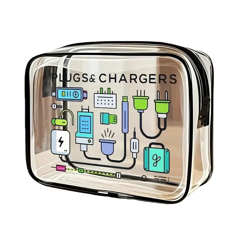 Transparent Travel Tote Bag - Clear Zipper Organizer Case for Toiletries, Makeup, Electronics, Gym, and Airport Use