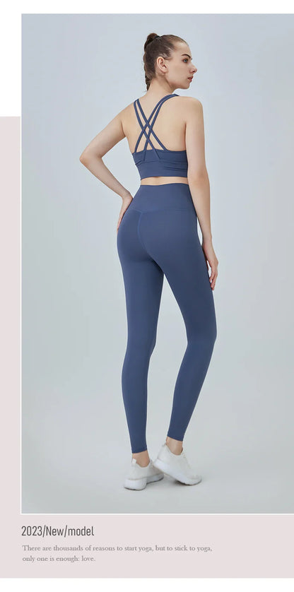 2-Piece Women’s Yoga Tracksuit – Pilates Fitness Set with Push-Up Sports Bra & Leggings for Gym Workout