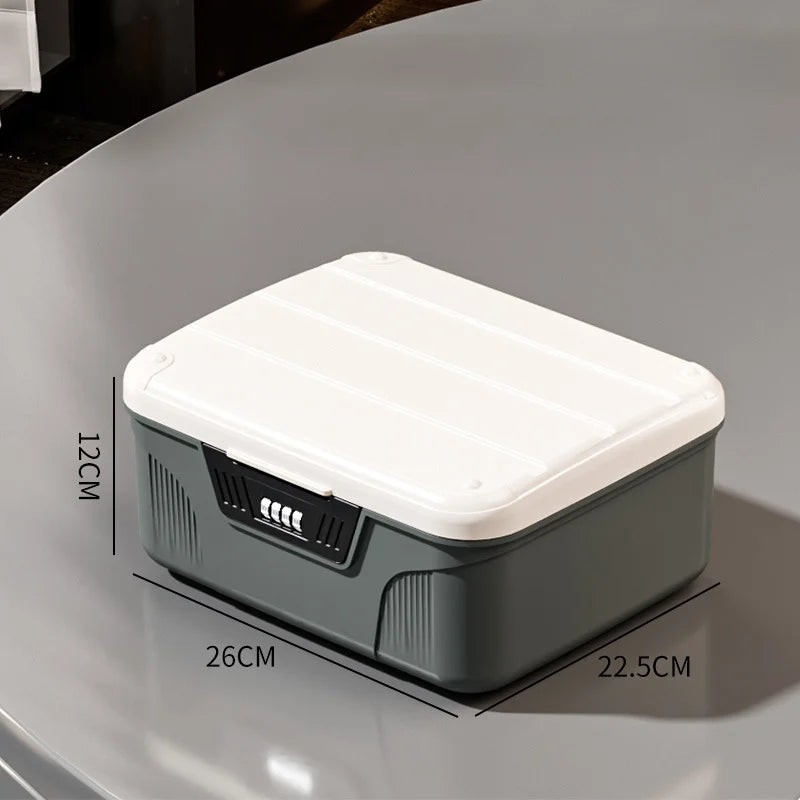 Four Digit Password Lock Safe Box – Portable Organizer for Passport, Medicine, Cash, Jewelry & Privacy Security Storage