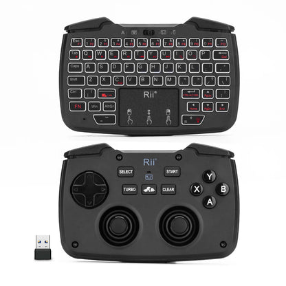 Rii RK707 Wireless Game Controller Keyboard Mouse Combo: 2.4GHz Portable with Turbo Function for PC/Raspberry Pi 2/Android TV Google/TV