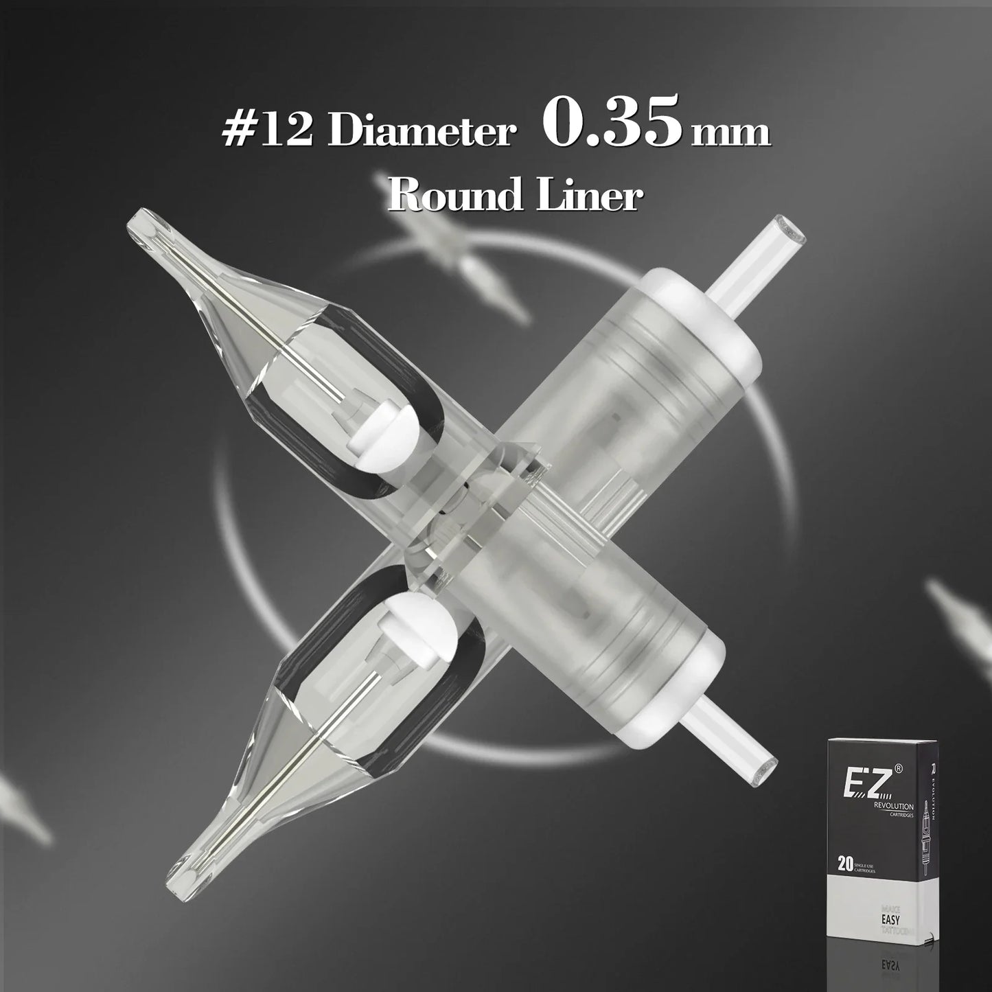 EZ Revolution RC0803RLT Tattoo Cartridge Needles - Round Liner Super Tight 7mm Taper for Rotary Pen Machine 20-Pack
