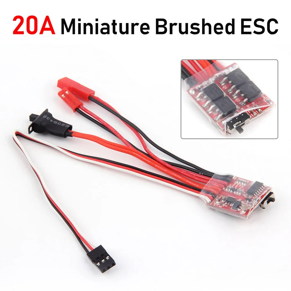 Micro ESC 20A 30A Brushed Electric Speed Controller – RC ESC for 2S 4-8V, DIY Mini 1/16 1/18 1/24 RC Car, Boat, Tank w/Brake