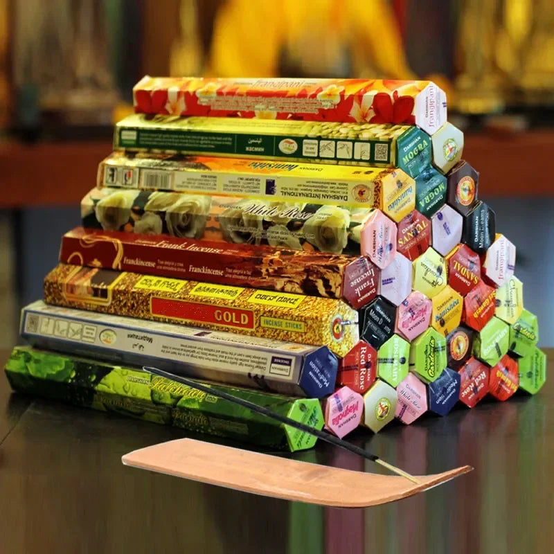 9 Box Incense Stick Set – Authentic Indian Incense with Plate, Premium Flavors, Mixed Package & Random Surprise