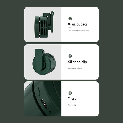 Portable Rechargeable Waist Fan – Wearable Mini Clip Belt Fan with 3 Speeds for Outdoor Work, Travel, Farming & Fishing