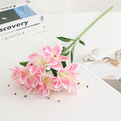 Artificial Silk Lily Bouquet – Creative Fake Flower Arrangement for Living Room, Sweetheart Decoration for Friends