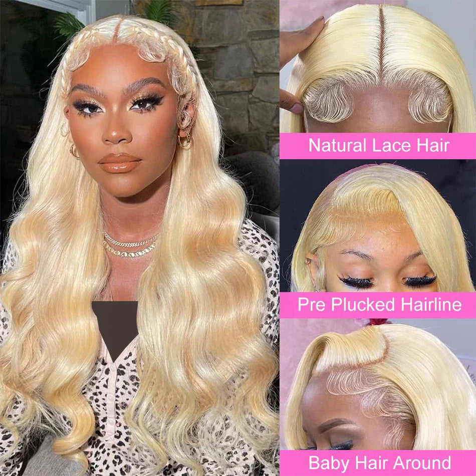613 Blonde Human Hair Lace Front Wig – Body Wave 13x6 & 13x4 HD Lace Frontal Wig for Women