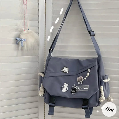 Youth Fashion Nylon Crossbody Bag – Large Capacity Canvas Shoulder Messenger School Bag for Women & Girls