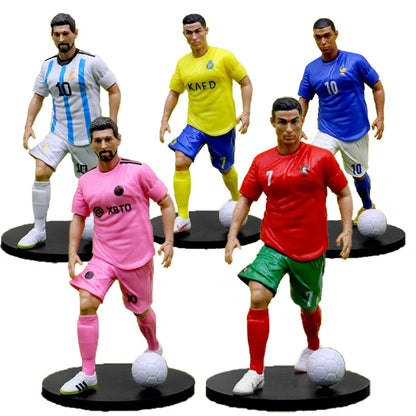 Football Star Action Figures – C. Ronaldo, Messi, Mbappe Cartoon Model Dolls Car Accessories Gifts (1-5pcs)