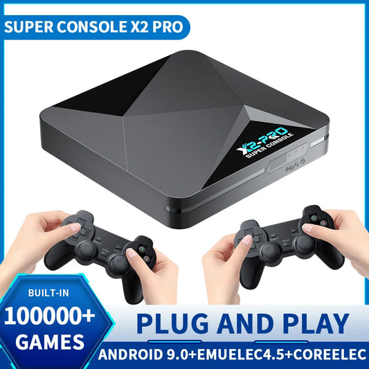 KINHANK Super Console X2 Pro Retro Game Console – 90,000 Built-in Video Games for PS1/DC/MAME/SS with Gamepad, Kid Gift Gaming Box