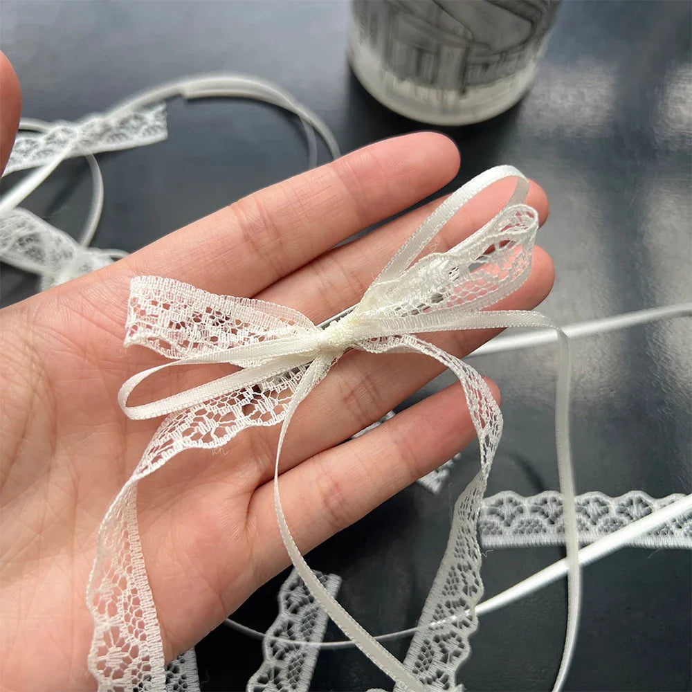 Korean Lace Cream White Bow Ribbon Hair Clip – Bullet Style Side Shredded Hairpin, Headpiece for Women, New Headwear