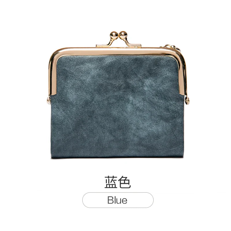 MIYIN Women’s Small Wallet – RFID Compact Bifold Leather Coin Purse with Zipper & Kiss Lock, Vintage Design
