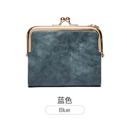 MIYIN Women’s Small Wallet – RFID Compact Bifold Leather Coin Purse with Zipper & Kiss Lock, Vintage Design