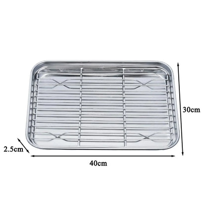 Stainless Steel Baking Tray with Removable Cooling Rack – Non-Toxic Oven & BBQ Sheet Pan, Dishwasher Safe