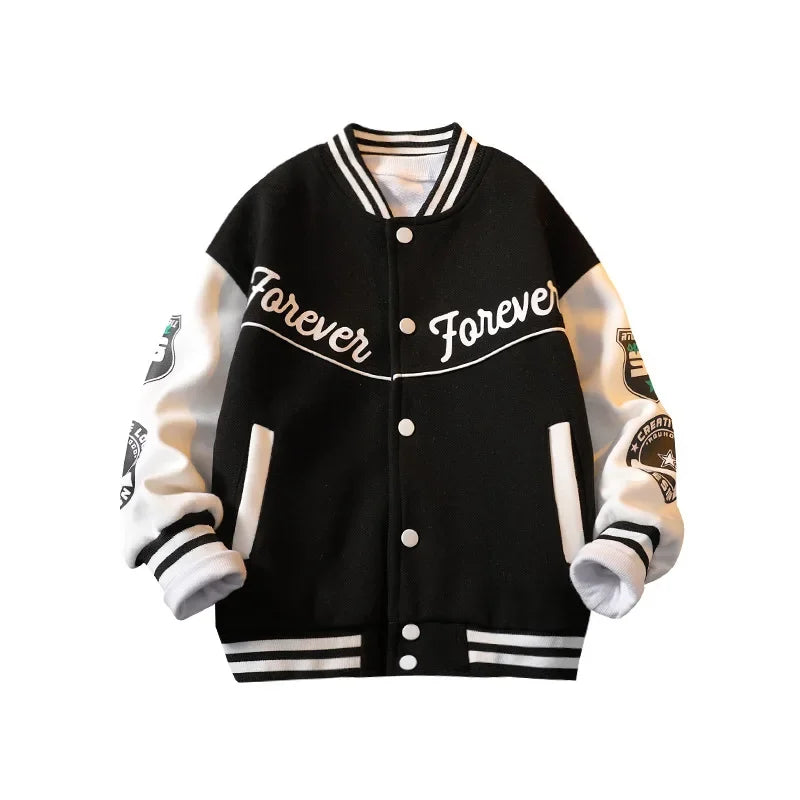 Autumn Baseball Jacket for Teens - Quilted Cotton Bomber Coat for Boys & Girls, Kids Jacket for Fall