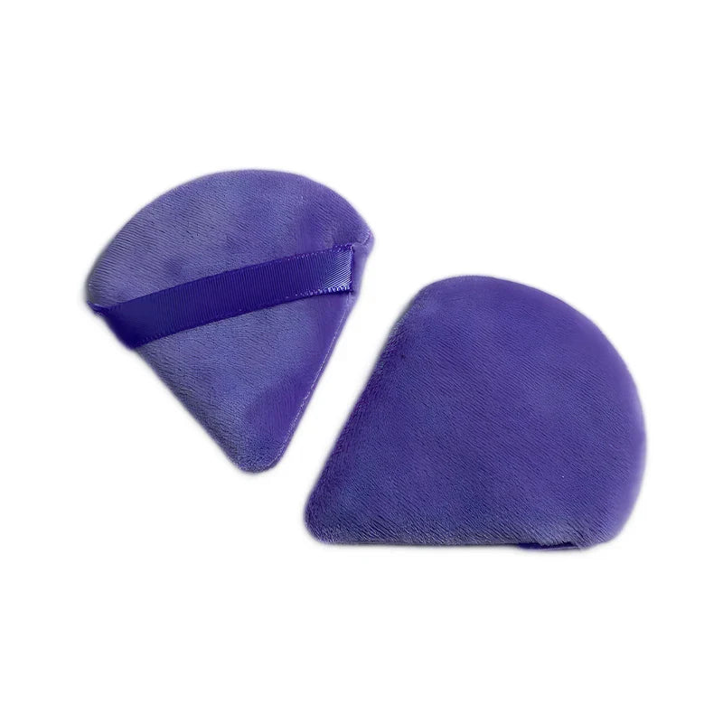 2PCS Velvet Triangle Makeup Puffs – Soft Washable Cosmetic Sponges for Wet & Dry Use with Foundation, Powder, Blush & Shadow