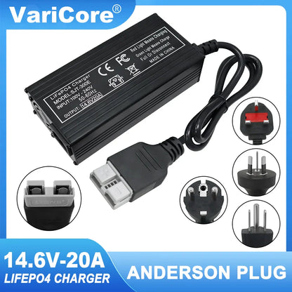 VariCore 14.6V 20A Smart LiFePO4 Battery Charger — 110-220V High-Power 4S 12V Charger for Lithium Iron Phosphate Packs