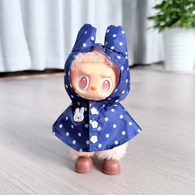 17CM Labubu Monster Doll Clothes – DIY Colorful Raincoat Outfit with Cute Candy Dots, Kids’ Gift Accessories