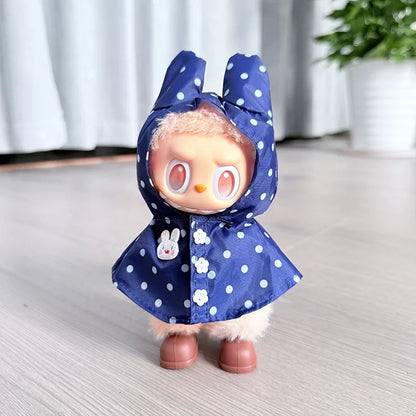 17CM Labubu Monster Doll Clothes – DIY Colorful Raincoat Outfit with Cute Candy Dots, Kids’ Gift Accessories
