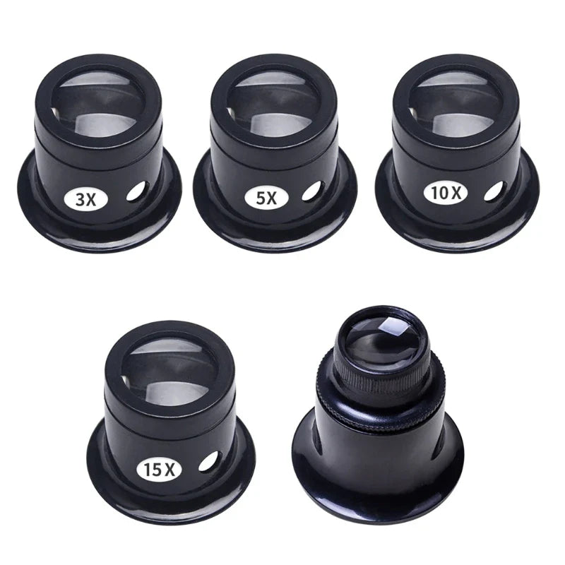 94PD Jewelers Eye Loupe Loop Magnifier - Monocular Magnifying Glass for Watchmakers Repair - Essential Eye Loupe Glass Tool with 5 Types