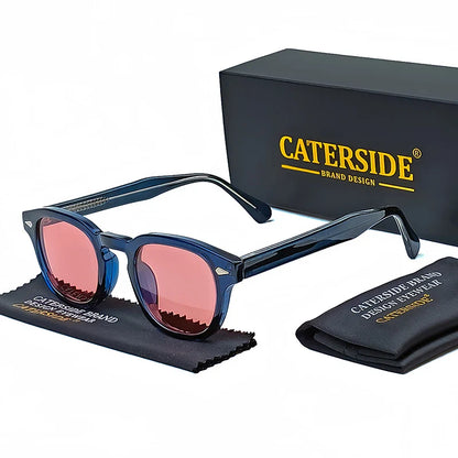 CATERSIDE Retro Round Sunglasses — Luxury Punk Pin Temple Shades for Men & Women, Sports, Leisure & Party UV400 Eyewear