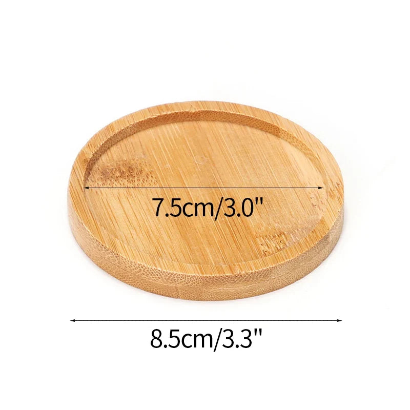 Mini Bamboo Tray Coaster – Wooden Saucer Plate for Flower Pots, Cups, and Coffee, Creative Kitchen & Home Decor Mat
