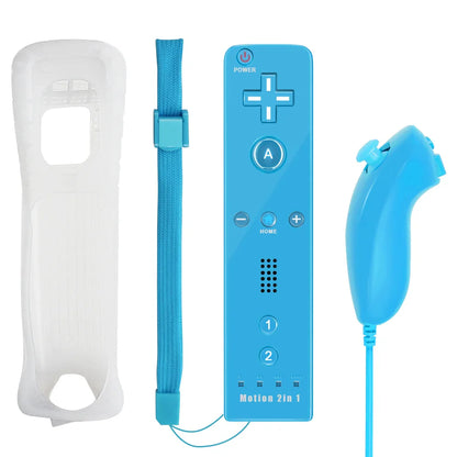 2-in-1 Nintendo Wii Controller Set — Wireless Motion Plus Gamepad with Silicone Case