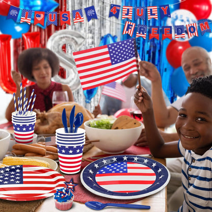 American 4th of July Party Decorations Set – Independence Day Banner, Balloons & Table Supplies for Patriotic USA Theme Celebration