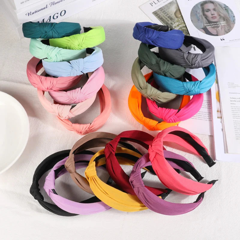 New Knotted Headbands for Women & Girls – Solid Color Hair Bands, Simple Retro Hair Hoop, Makeup Headwear, Hair Accessories
