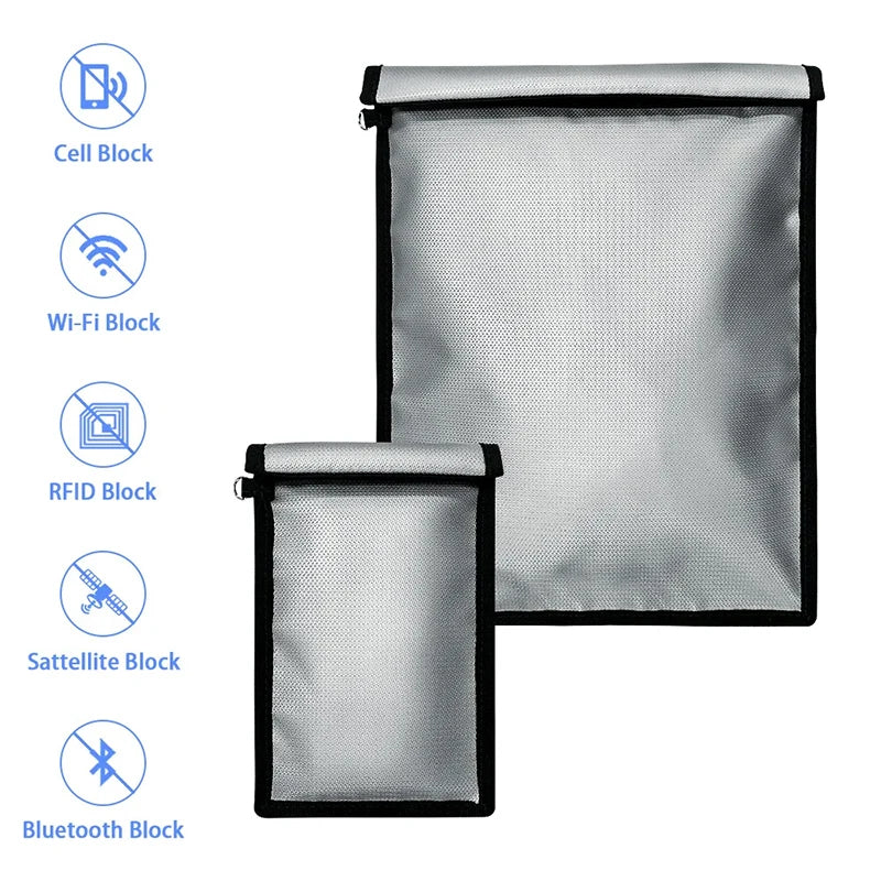 Fireproof & Waterproof Faraday Bag – Anti-Hacking Signal Blocking Pouch for Phones, Key Fobs, Notebooks & Computers