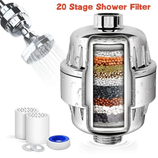 15-20 Stage Shower Water Filter – Household Purifier to Remove Chlorine, Fluoride & Heavy Metals, Softens Hard Water