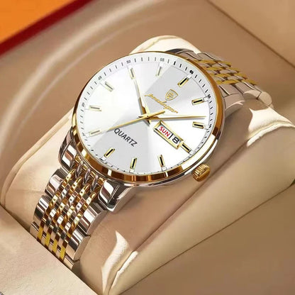 POEDAGAR Luxury Men's Sports Watch — Waterproof Luminous Stainless Steel Quartz Wristwatch with Date