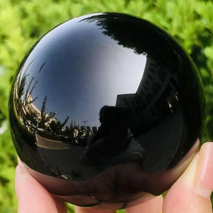 Natural Black Obsidian Healing Sphere – Reiki Crystal Magic Ball for Feng Shui & Home Decor