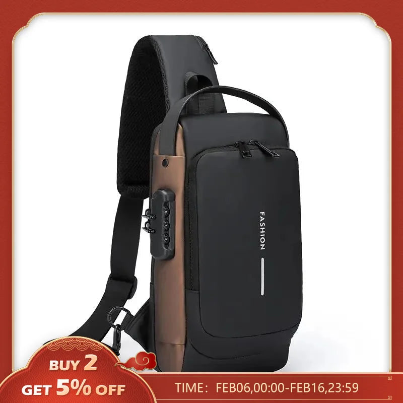 Multifunction Anti-Theft USB Shoulder Bag for Men: Crossbody Travel Sling Chest Pack Messenger - Secure and Stylish
