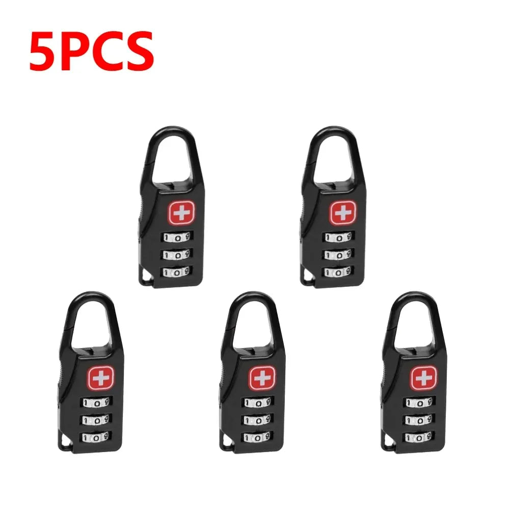 1-5PCS Portable Alloy Lock Padlock | Outdoor Travel Luggage, Zipper, Backpack & Handbag Anti-Theft Combination Code Lock