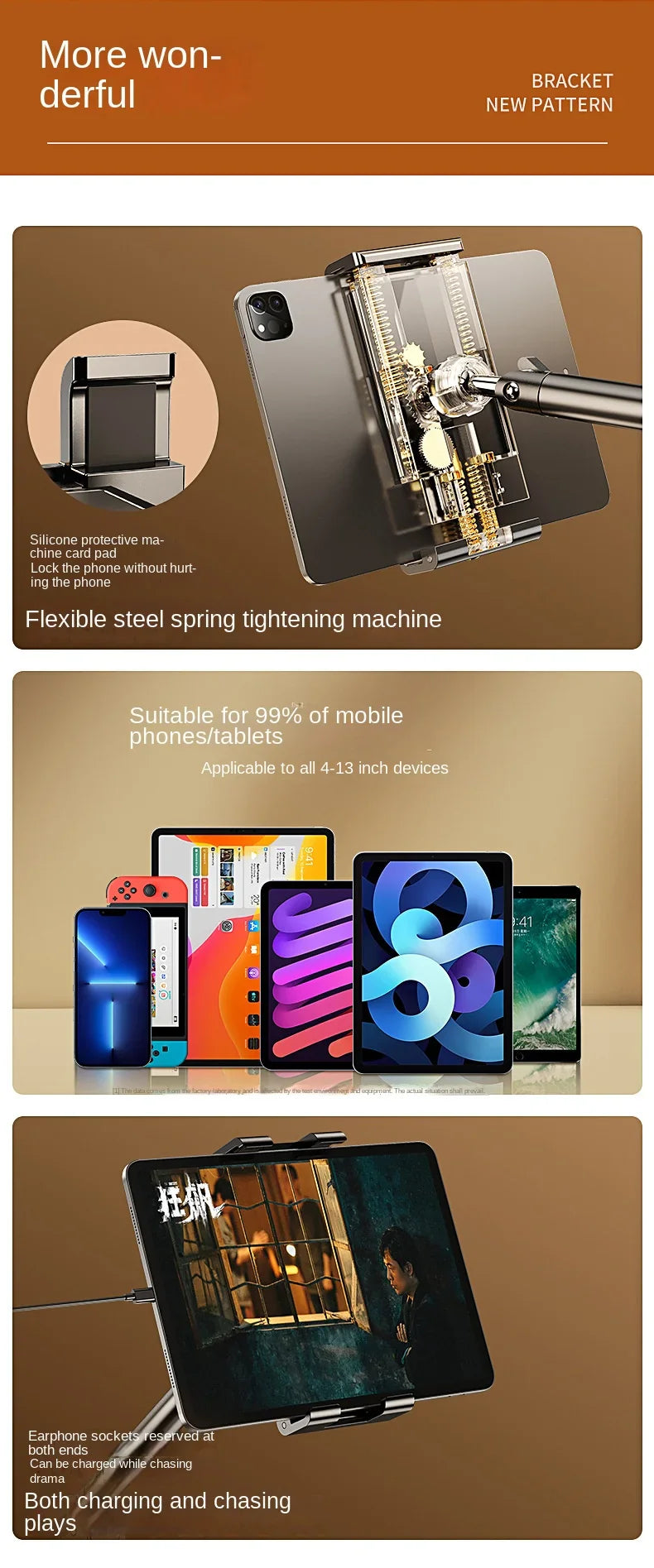 Desktop Mobile Phone Holder – Bed Clip, Bedside Lazy Folding Cantilever Bracket for Apple, Samsung, iPad, and Tablet