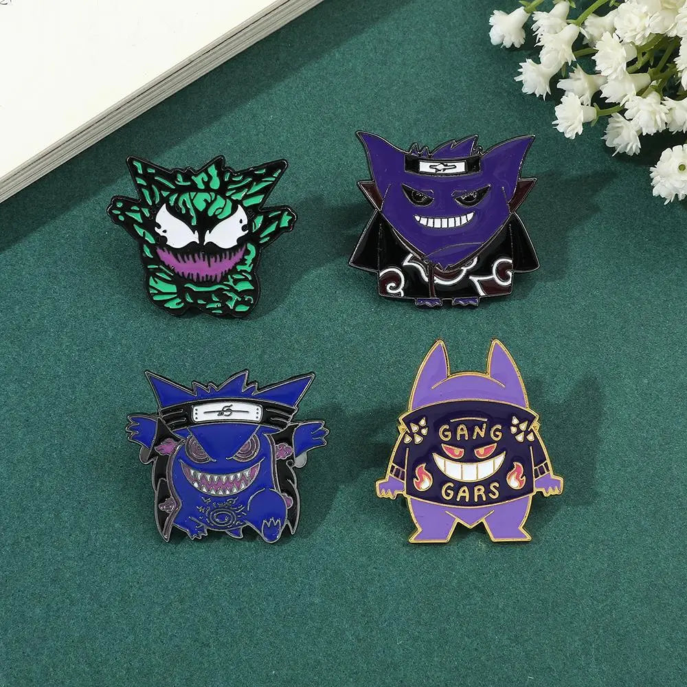 Gengar Cartoon Enamel Brooch — Anime Lapel Pin for Backpack Accessories, Fan Collection & Jewelry Gift