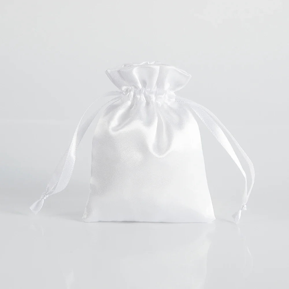 100PCS Silk Satin Jewelry Gift Bags – Drawstring Pouches for Necklace, Bracelet & Earrings, Wedding Party Favor & Christmas Gift Packaging, Custom Logo Ready