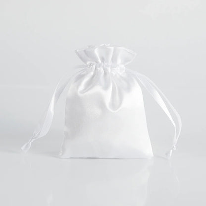 100PCS Silk Satin Jewelry Gift Bags – Drawstring Pouches for Necklace, Bracelet & Earrings, Wedding Party Favor & Christmas Gift Packaging, Custom Logo Ready