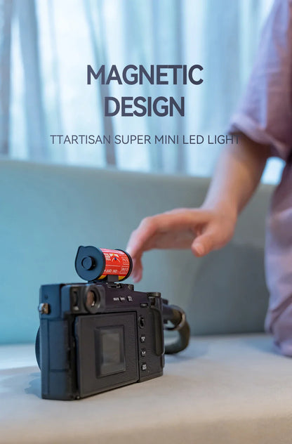 TTARTISAN Mini LED Fill Light - Magnetic Mount Retro Film Style Video Light, 0.5W, 3000/4500/6000K, CRI 95+, 300mAh Cold Shoe